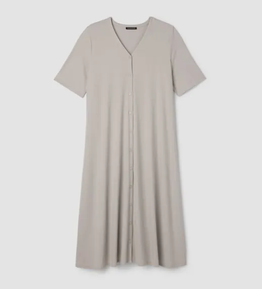 Ribbed Knit V Neck Dress